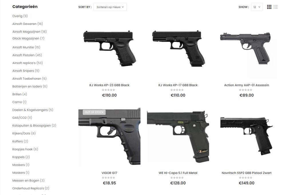 Airsoft pistolen en airsoft guns onder 150 euro kopen?